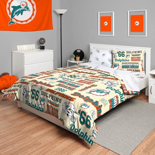 FOCO マイアミドルフィンズ NFL レトロベッド・イン・ア・バッグ 掛け布団 寝具 5点フルセット