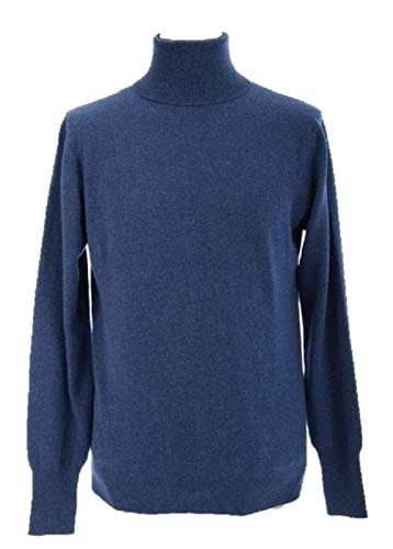 Shepheメンズ4 plyタートルネックカシミアセーター カラー: ブルー