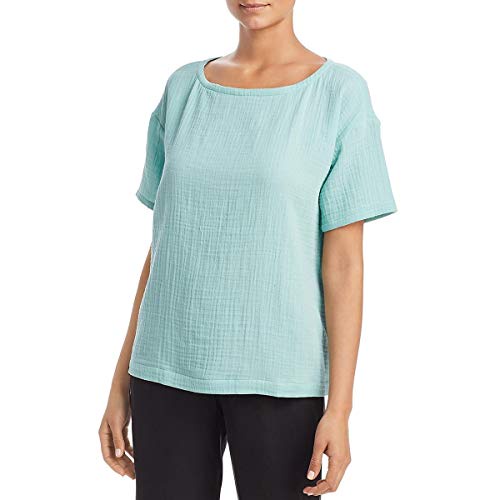 Eileen Fisher オーガニックコットン ロフティ ガーゼ バトーネック ボックストップ US サイズ: Small