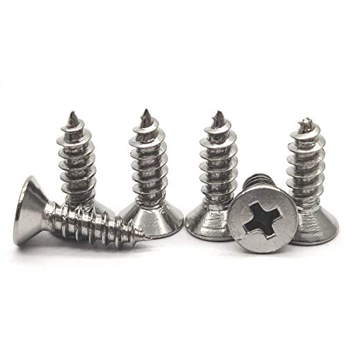 M4x14mm フラットヘッド 木製セルフタッピングステンレススチールスクリュー フィリップスヘッド セルフドリル 100個