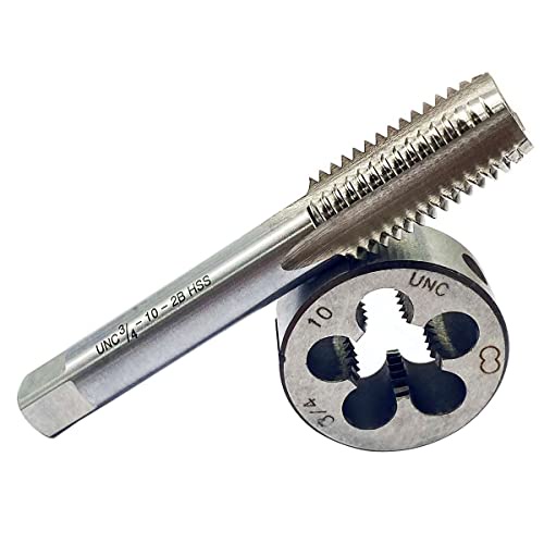GBJ 3/4インチ-10 3/4インチ-14 3/4インチ-18 HSSタップアンドダイセット UNFマシンスレッドタップとUNFラウンドスレッドダイ右利き(3/4-10 UNC)