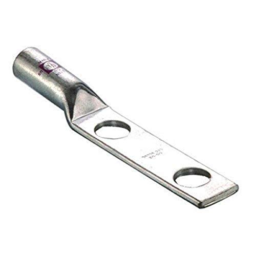 Morris 94352 Morris Products 94352 Long Barrel Compression Lug, Copper, 2 Holes, 2/0 Awg Wire Range, 1/4 Stud Size, 5/8 Spacing 