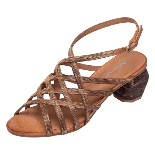 Antelope レディース Alani レザーヒールサンダル, ブロンズ, 7-7.5