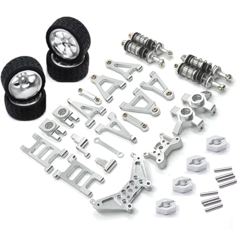 ZDingTech アップグレードメタルRCパーツ 1/14 MJX Hyper Go 14301 14302 パーツ用、ハイパーGO 14301アップグレードパーツ用、アップグレードオールメタルキット13イン1、シルバー