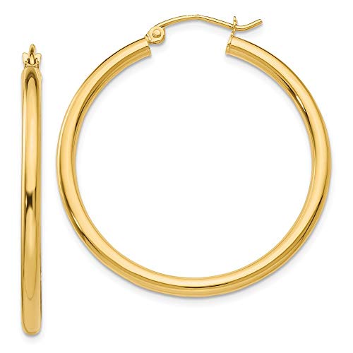 Roy Rose Jewelry 14K イエローゴールド 光沢仕上げ 2.5mm チューブフープピアス