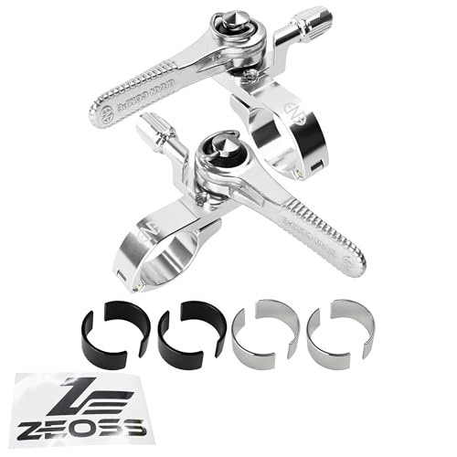 DIA-COMPE ENE CICLO サムシフターセット ? フロント2/3倍 & 8/9/10-Spd リア、シルバー、ゼオスステッカー付き、DP3174-S-ZEO