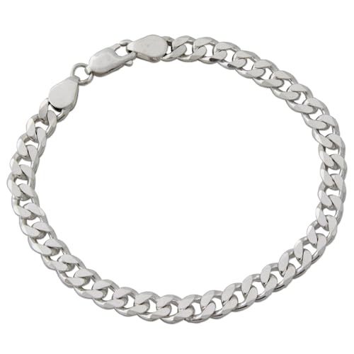 NOVICA .925スターリングシルバー メンズチェーンブレスレット 8.5インチ ヒップホップ接続, 8.5 inches, 宝石なし