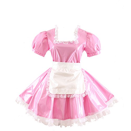 GOceBaby レディース メイド PVC ドレス ピンク ユニフォーム コスチューム, ピンク, 3X-Large
