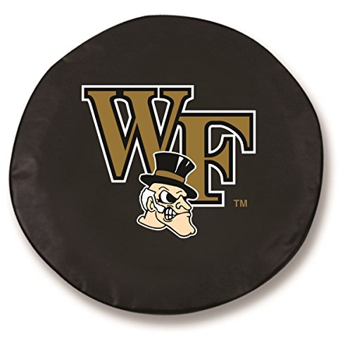 Wake Forest Universityタイヤカバーブロックロゴでてスタイリッシュなブラックビニールでカバーby HBS F