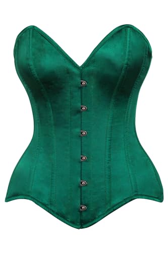 Daisy Corsets レディース トップ引き出し ダークグリーン サテンスチール ボーン入り オーバーバスト コルセット, グリーン, 5X