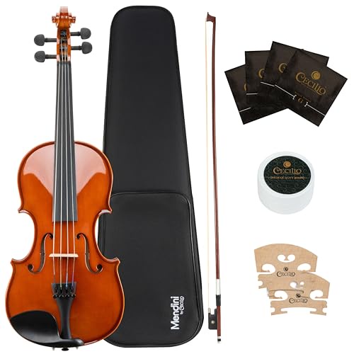 Mendini 14-Inch MA250 Varnish Solid Wood Viola with Case, Bow, Rosin, Bridge and Strings