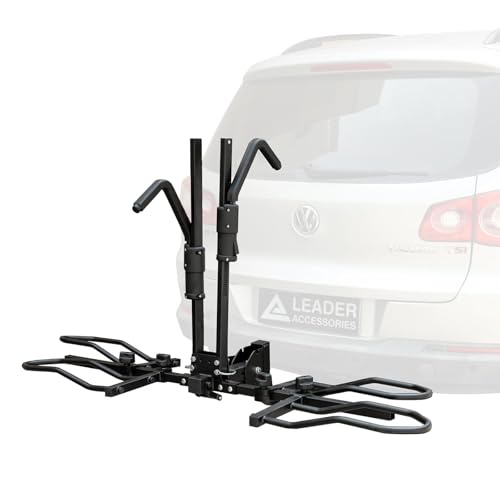 Leader Accessories TrekTote プラットフォームバイクラック 車用 折りたたみ式 2バイクラック ヒッチマウント SUV/トラック/RV/自転車2台用 自転車キャリアラック クイックチルトリリース ぐらつき防止