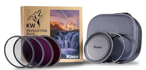 Kase Revolution Plus マスターフィルターキット 磁気耐衝撃強化ガラス、色分けリング付き CPL ND8 ND64 ND1000 レンズキャップ&ケース(95mm)
