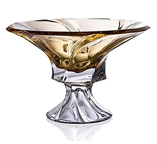 Aurum Crystal 直径12インチ モーツァルト 脚付き 鉛不使用 クリスタルリボン エレガントな装飾 フルーツ/キャンディボウル