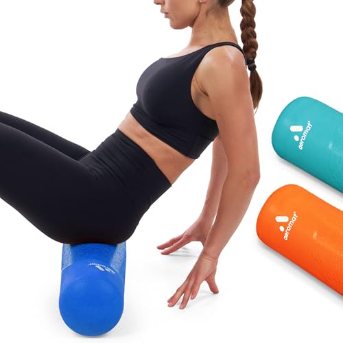 調節可能なエアローラー ポンプバンドル エンサイン ブルー - 空気注入式フィットネスヨガローラー 男女兼用 筋肉用バックローラー 自宅/ジム/旅行用の回復筋肉ローラー 筋肉回復ツール