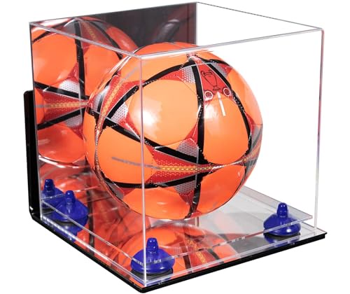 Better Display Cases アクリルサッカーボールディスプレイケース ミラーケース ダークブルーライザー 壁取り付け ミラーベース 9.75インチ X 9.75インチ X 9.75インチ X 9.75インチ (A027/B02)