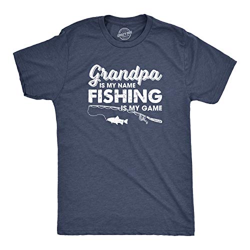 Crazy Dog Tシャツ メンズ Grandpa is My Name Fishing is My Game Tシャツ ファニー 父の日 フィッシュ パパ US サイズ: X-Large カラー: ブルー