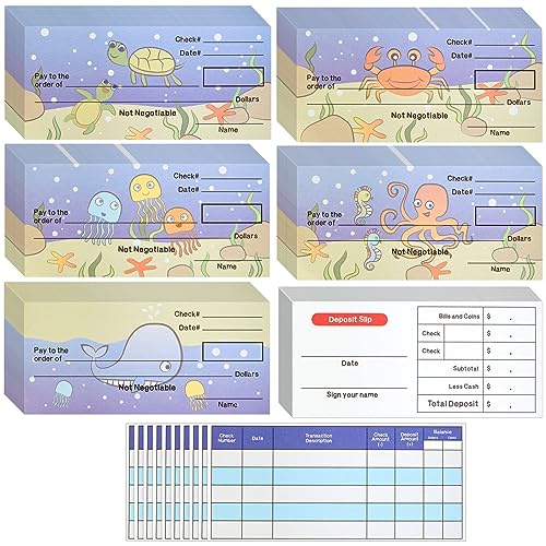 (Underwater Theme) - Play Cheque Set - Educational Toy for Kids - Promotes Financial Literacy - Includes Chequebook, Deposit Sli