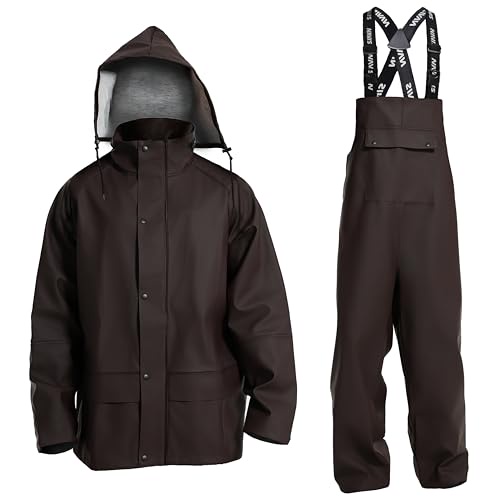 NAVIS MARINE 高耐久防水レインスーツ-プロフェッショナルグレードのギア 釣り用の耐久性のある保護, トープ, XX-Large