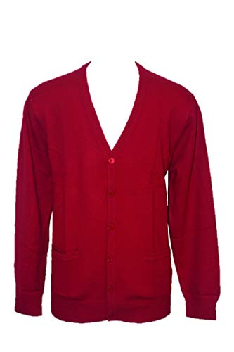 Shephe 4層 メンズ カーディガン ボタン留め カシミア セーター US サイズ: Medium カラー: レッド