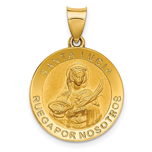 14金 イエローゴールド 中空 サンタルシア ルガ ポール ノストロ ラウンドダイム サイズ ペンダント 21x18mm