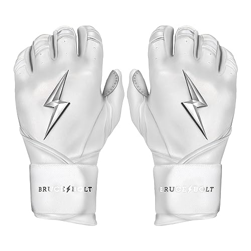 BRUCE BOLT バッティンググローブ クロームシリーズ ロングカフ 野球 グローブ, ホワイト, ミディアムサイズ