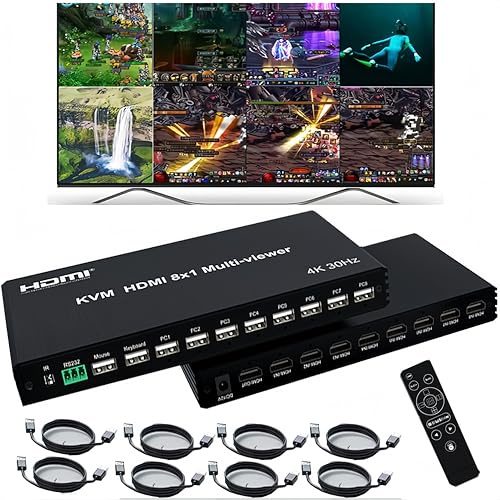 SIGRAPID KVM HDMI 4K マルチピクチャー切替器 8×1PIP 8ピクチャーマルチスクリーンモニター シームレス切替 IR切替対応 4K30Hz 16種類の映像モード各種機器に対応