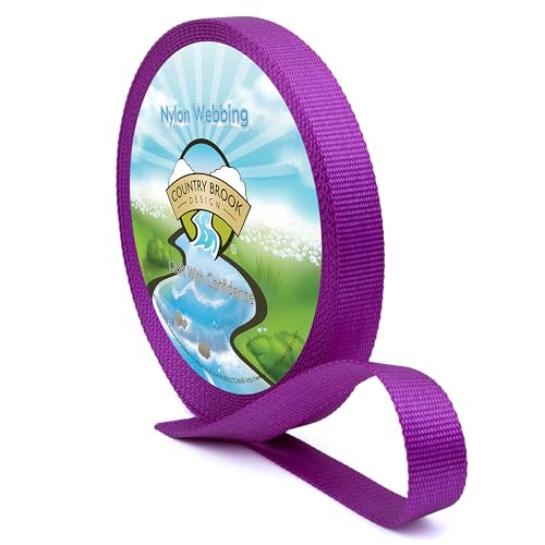 Country Brook Design - ナイロンウェビング 1インチストラップ バッグ、家具ストラップ、MOLLEストラップ、ナイロンストラップ、バッグストラップ、ラッシングストラップ、財布作り用品(ブライトパープル、20ヤード)