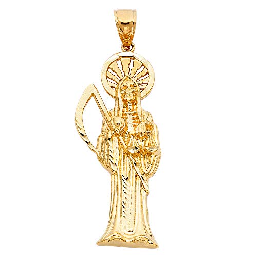 Wellingsale 14K イエローゴールド 光沢ダイヤモンドカット 華やかなサンタミュエルテペンダント