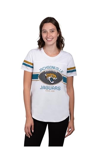 NFLレディースジャージTシャツ メッシュヴァーシティストライプ半袖シャツ チームロゴ入り ホワイト X-Large ホワイト