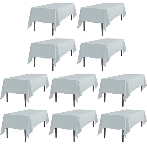Linenlanding 60×102インチ 長方形テーブルクロス ウェディング ビュッフェテーブル パーティー ホリデーディナー用 60 x 102 Inch シルバー