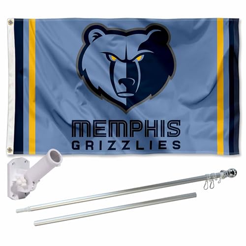 Memphis Grizzlies ワードマーク フラッグポールとマウントブラケットセット