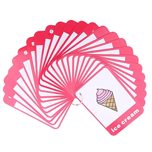 SANTSUN 24ピース - 食品 - 教育学習 絵&ワードカード フラッシュカード (英語の単語学習カード&ポケットサイズのフラッシュカード 子供と未就学児用) 13.5x9.2cm