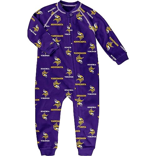 Outerstuff 幼児用 パープル ミネソタ・バイキングス 全面プリント ラグランフルジップスリーパー