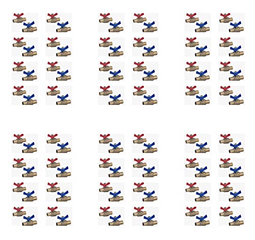 LD- 3/4インチ PEX 真鍮ボールバルブ LF真鍮 3/4インチ F1807 PEX シャットオフバルブ レッドとブルーバタフライ(T)ハンドル PEXバーブウォーターバルブ cUPC認証取得 (96個パック)