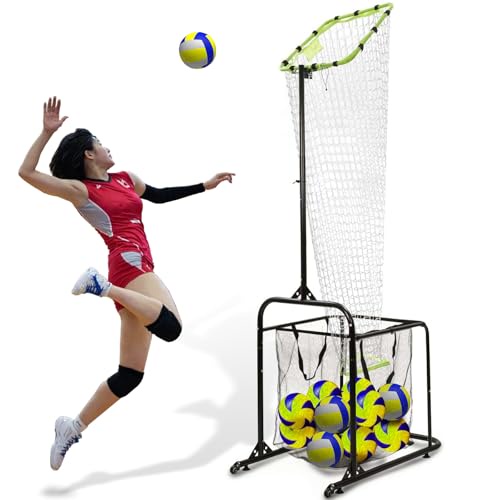 RTFLYKAY バレーボールセッタートレーナーネット ポータブルバレーボールカート付き 車輪付き、高さ調節可能 屋内外での練習 サービング、スパイキング、セッティング(b)