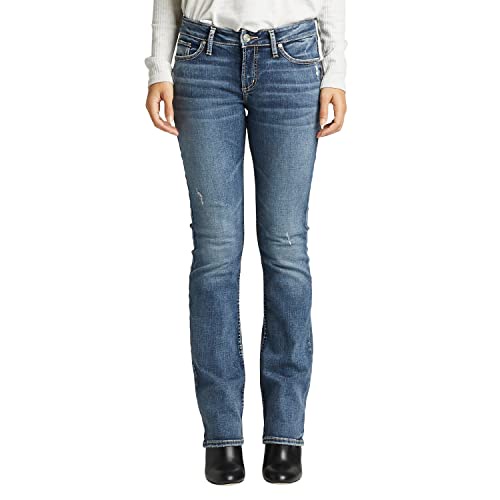 Silver Jeans Co. レディース Elyse Curvy ミッドライズ スリムフィット ブーツカットジーンズ US サイズ: 26W x 35L カラー: ブルー