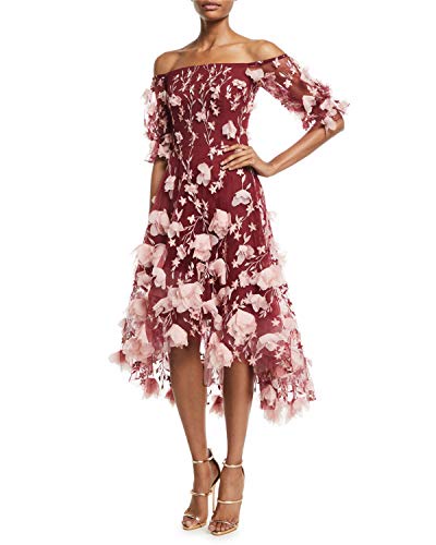 Marchesa Notte レディース オフショルダー ハイ ロー カクテルドレス US サイズ: 6 カラー: レッド