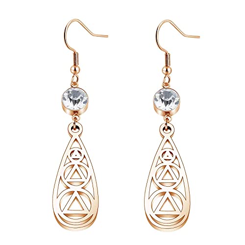 AA リカバリーシンボルジュエリー AAネックレス 誕生石 アルコール アノニマス イヤリング 堅いサークル&三角形のシンボル ギフト, 金属, ステンレススチール,