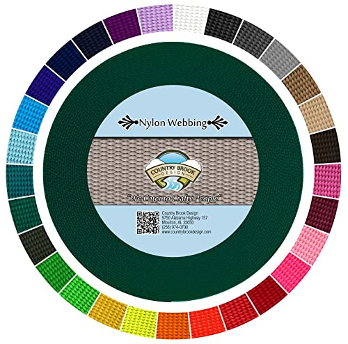 Country Brook Design - 3/8インチ 高耐久 100%本物のナイロンウェビング - 25色以上の鮮やかな色(グリーン、10ヤード)