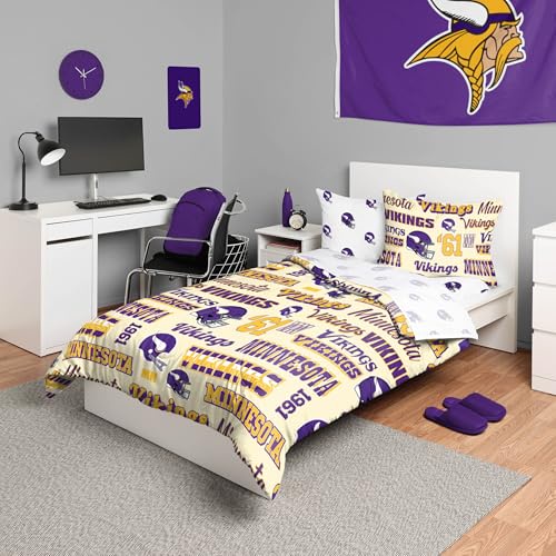 FOCO ミネソタ・バイキングス NFL レトロベッド・イン・ア・バッグ 掛け布団 寝具 5点フルセット