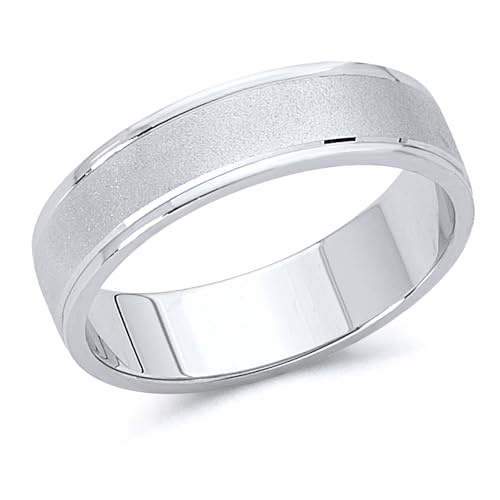Wellingsale 14 Kホワイトゴールド光沢サテン5 mmラウンドエッジ快適フィットウェディングバンドリング