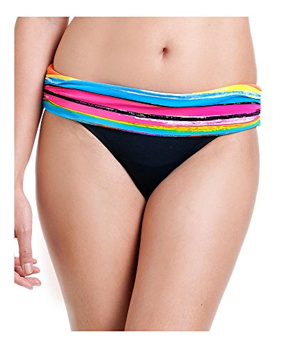 Anne ColeレディースPainterly Stripe FoldoverミッドライズBikini Bottom