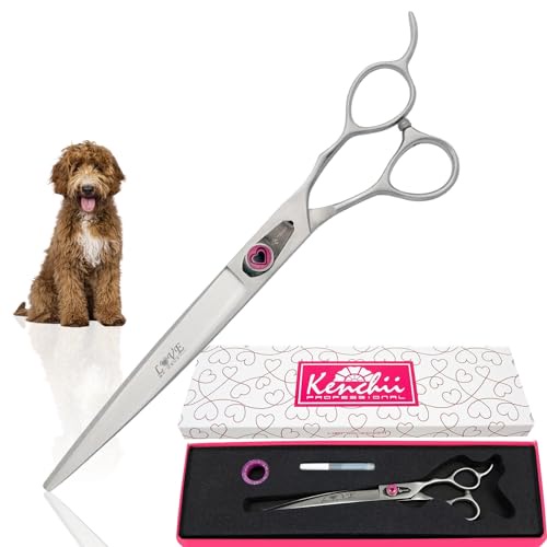 Kenchii Love 左利き犬用グルーミングはさみ 8インチカーブ鋏 犬用ハサミ グルーミング用犬用ハサミ プロ用ペットグルーミングはさみ カーブド犬用グルーミングはさみ