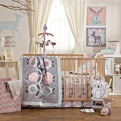 Lolli Living Sparrow 4 Piece Crib Set, Grey/Pink/Turquoise/White by Lolli Living