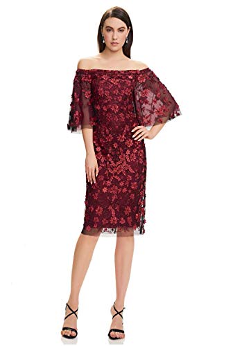 Theia Couture レディース オフショルダー 花柄 カクテルドレス US サイズ: 10 カラー: レッド