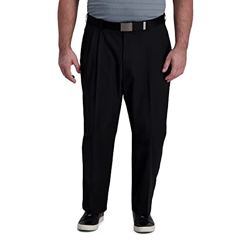 Haggar メンズ ビッグ＆トール クールライト パフォーマンス フレックス ソリッド クラシックフィット プリーツ フロントパンツ US サイズ: 54W x 32L カラー: ブラック