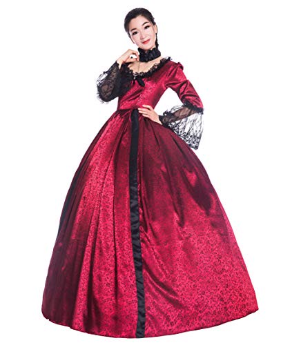 CountryWomen ビクトリア朝ドレス レディース ロングパーティードレス ロココマスカレード ボールガウン, カラー6, Medium