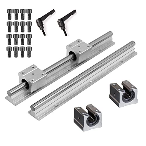 Coavoo SBR25-27.56インチ/700mm リニアレール2個 + 25mm SBR25UU ベアリングブロック4個 25mm リニアモーションスライドガイドレール ボールベアリングスライドブロック付き 高耐久CNCキットとして