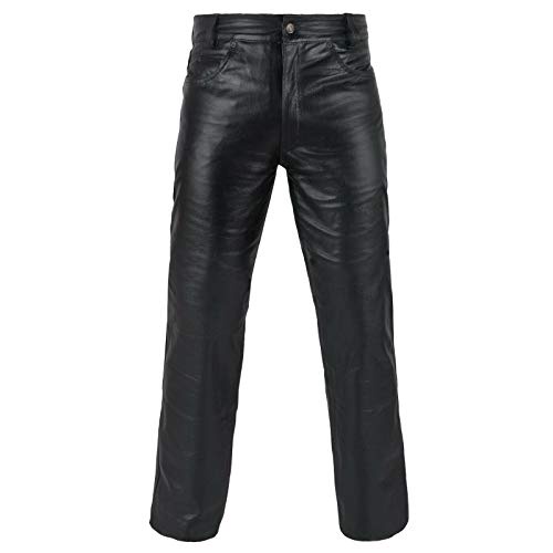 FNine 本革フルグレインバイクレザーパンツ オートバイスタイル US サイズ: 32 Inches Waist カラー: ブラック
